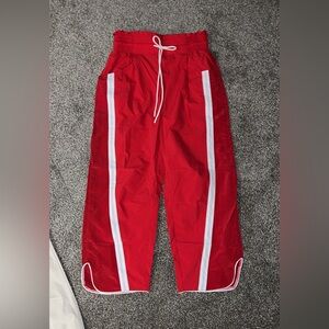 FP Movement by Free People Red Track Pants with White Stripes